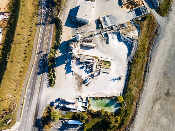 Výroba Betonu Nebo Cementu Těžkém Průmyslu Pohled Shora Znečištění Životního Royalty Free Stock Obrázky