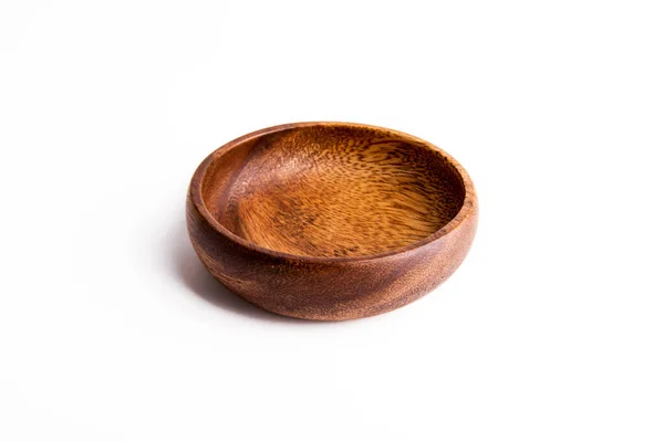 Empty Wooden Bowl Isolated White Background — Stock Photo, Image