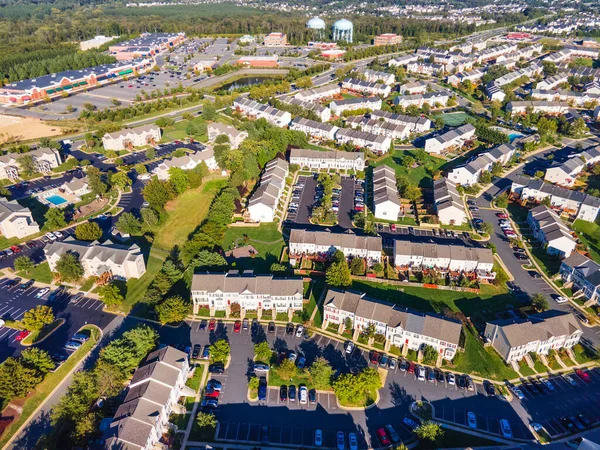 Aerial View Residential Area Leesburg Virginia Houses Roads Parks Trading — Stock Photo, Image