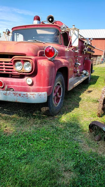 Vieux Camion Pompiers Américain Antique Ford Air Libre — Photo