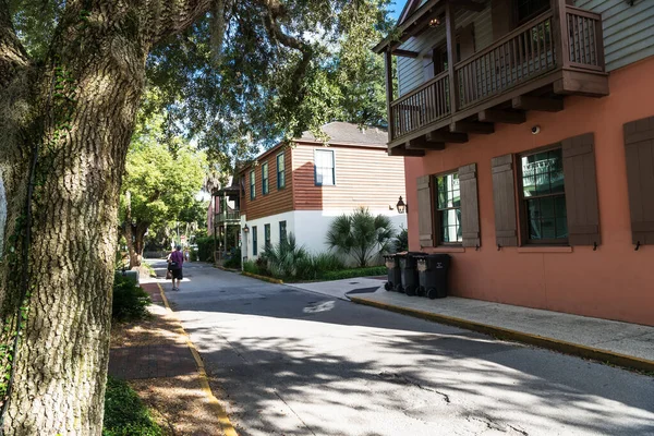 Renovated Home Brown Shutters Narrow Street Old Town Augustine Florida — Stock Photo, Image