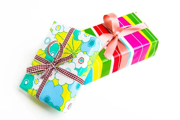 Ajándékdobozok Gyönyörű Elegáns Csomagolásban Íjakkal Születésnap Valentin Nap Karácsony Esküvő — Stock Fotó