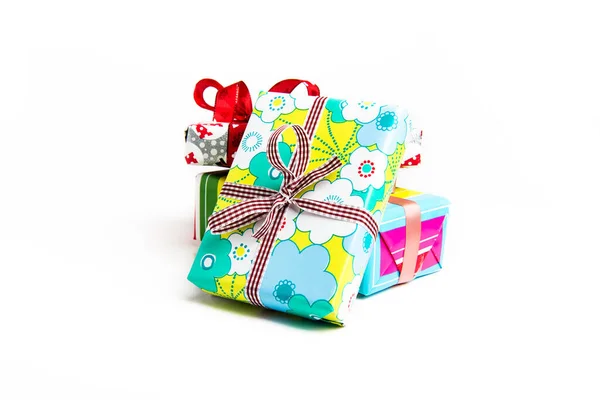 Various Gift Boxes Beautiful Elegant Packaging Bows Birthday Valentine Day — 图库照片