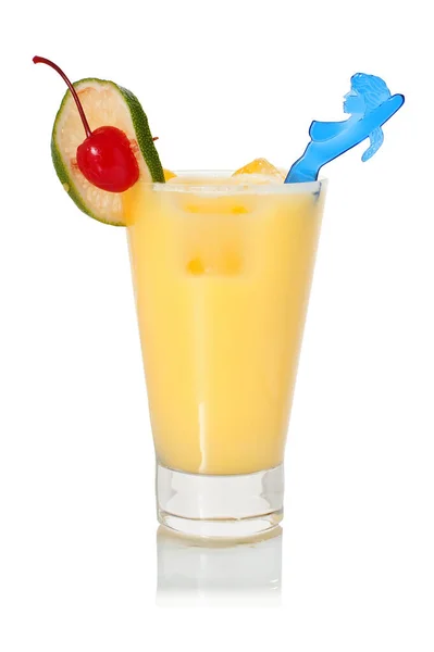 Glas Tequila Sunrise Cocktail Isolerad Vit Bakgrund Ovanifrån — Stockfoto
