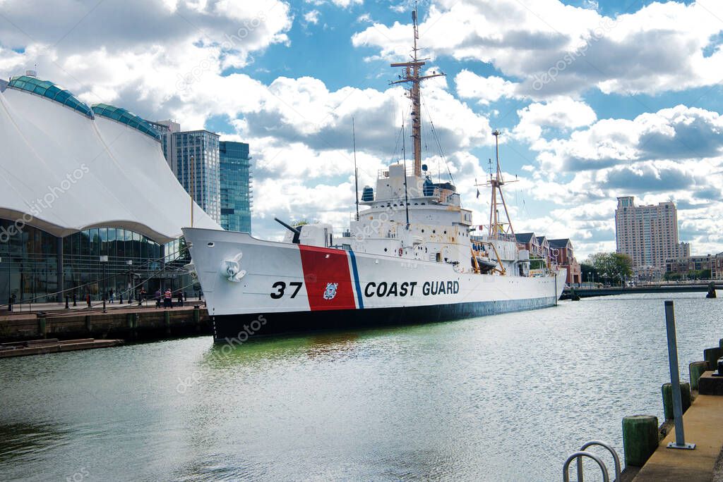 Baltimore, Maryland, USA October 17, 2021. United States Coast Guard Cutter Taney,  moored in the inner harbor of Baltimore, Maryland USA