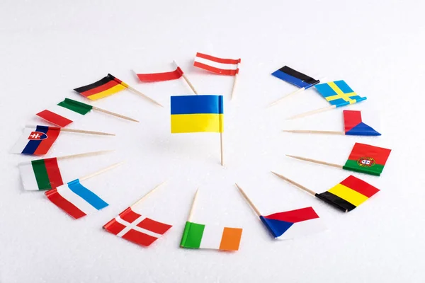 European Countries Accept Ukraine European Union Flags Europe Flag Ukraine — Stock Photo, Image