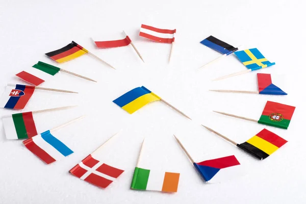 European Countries Support Ukraine War Russia Flags Europe Flag Ukraine — Stock Photo, Image