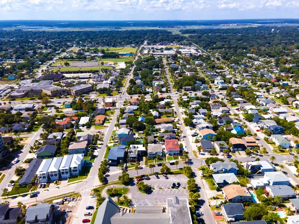 Aerial View Small City Gulf Mexico Florida Residential Buildings Roads — Stock Photo, Image