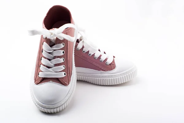 Sepatu Olahraga Anak Anak Merah Muda Dengan Sol Putih Dengan — Stok Foto