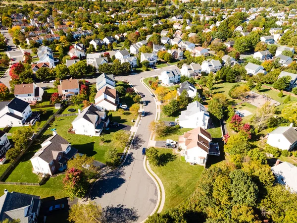 Panorama Över Gatorna Moderna Enfamiljshus Över Och Medelklassen Amerikanska Fastigheter — Stockfoto
