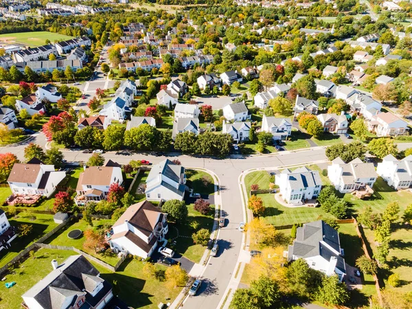 Panorama Över Gatorna Moderna Enfamiljshus Över Och Medelklassen Amerikanska Fastigheter — Stockfoto