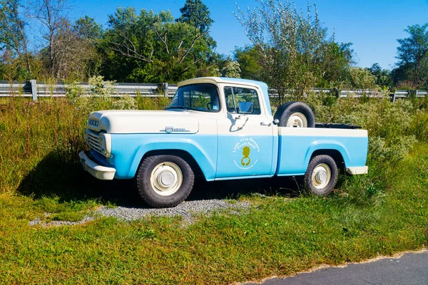 버지니아 2022 파랑을 농장에 F100 골동품 픽업트럭 — 스톡 사진