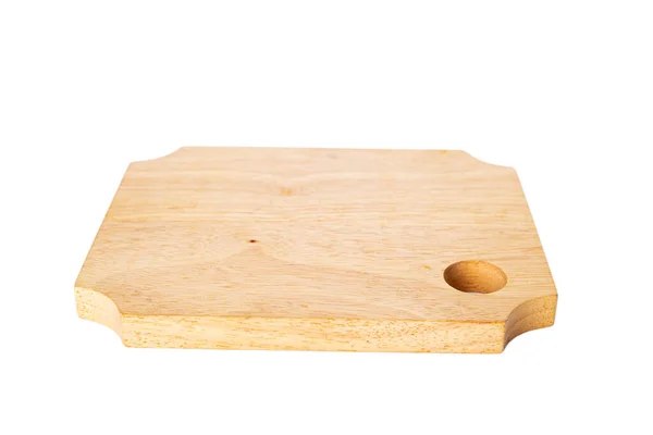 Houten Plank Met Een Gat Geïsoleerd Witte Ondergrond — Stockfoto