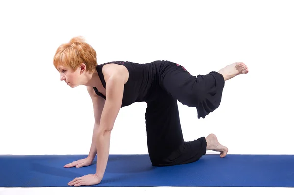 Woman doing sports on exercise mat — Stock Photo, Image