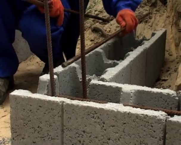 Cinder block work making — Stock Video