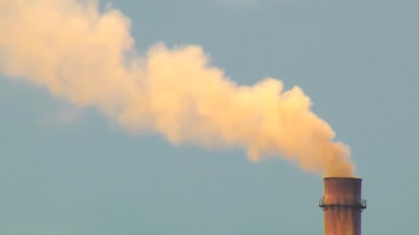 El humo bajo el cielo azul — Vídeo de stock