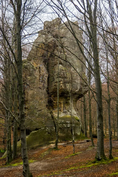 Skály Dovbush Pohled Ukrajinském Karpat Polyanytskiy Regionální Krajinný Park Ivano — Stock fotografie