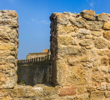Bilhorod-Dnistrovsky 'deki Ortaçağ Akkerman kalesi, Odessa bölgesi, Ukrayna
