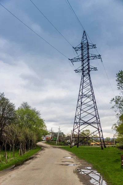 Rural Landscape Electricity Pylon Power Lines — Stock Photo, Image
