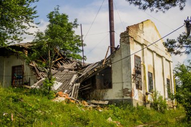 the abandoned ruined building of old manufacture 
