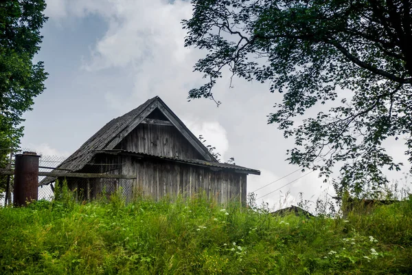 Small Wooden Shed Fence Ukrainian Village — Fotografia de Stock