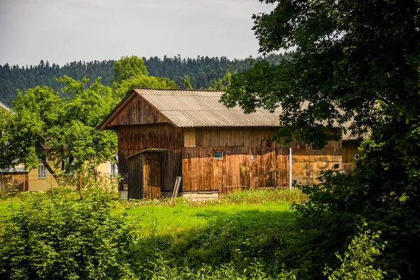 Big Wooden Shed Fence Ukrainian Village — Stock fotografie