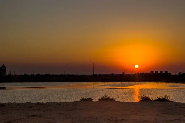 Panorama Salt Lake Steppe Sea Azov Sea Ukraine — стокове фото