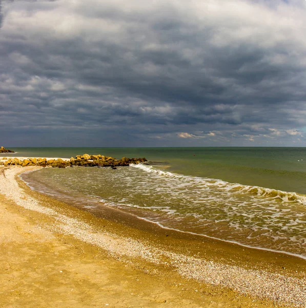 Landscape Sea Cloudy Weather Sea Azov Ukraine — Fotografia de Stock