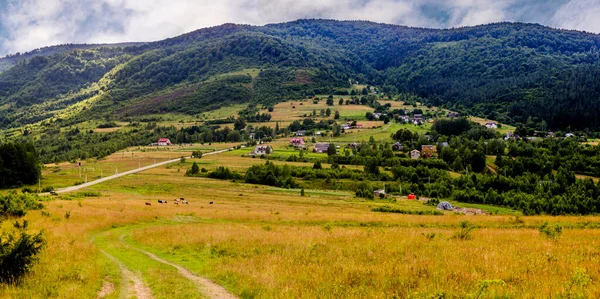 Ett Landsbygdslandskap Karpatiska Bergen Skole Beskids National Nature Park Lviv — Stockfoto