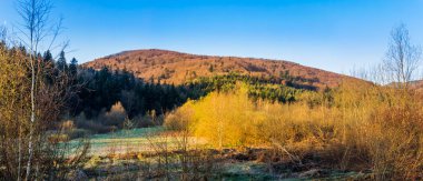 Karpat dağlarının panoramik manzarası, ulusal park Skolivski beskidy, Batı Ukrayna 'nın Lviv bölgesi