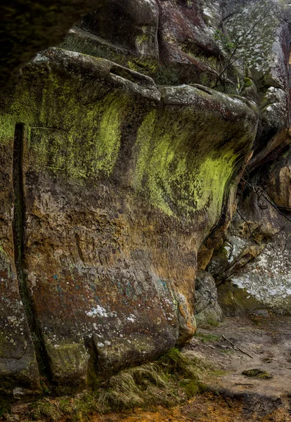 Βράχοι Του Dovbush Θέα Στην Ουκρανική Καρπάθια Polyanytskiy Περιφερειακό Πάρκο — Φωτογραφία Αρχείου