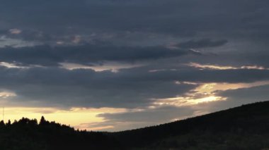 Karpatya dağlarında sisli bir sabah ormanı ulusal park Skolivski beskidy, Batı Ukrayna 'nın Lviv bölgesi