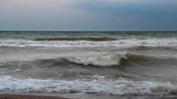 乌克兰亚速海 暴风雨天气下的海洋景观 — 图库视频影像