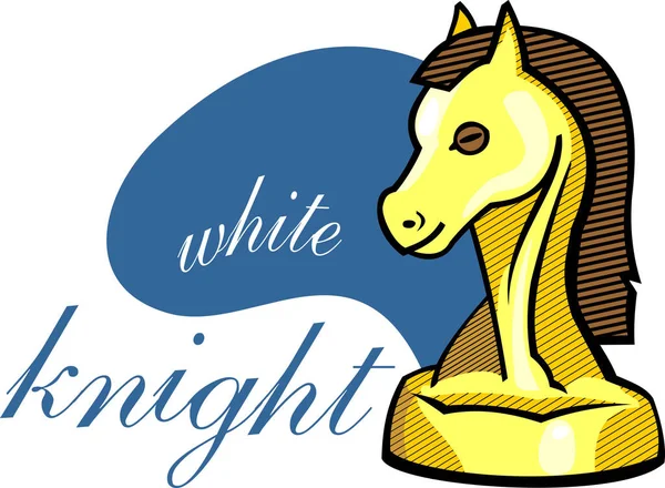 Sketch White Chess Knight Figure Blue Background Vector Illustration — Vettoriale Stock