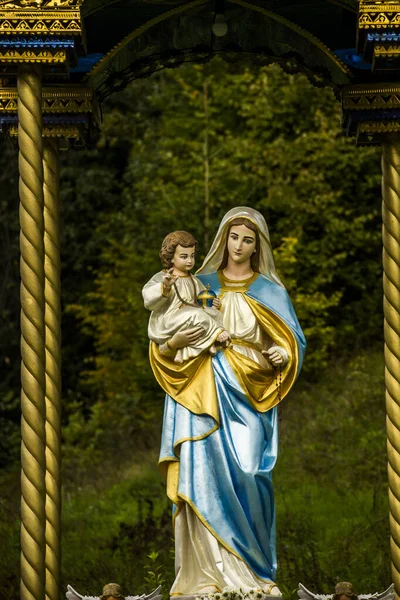 Eine Statue Der Jungfrau Maria Ukrainischen Dorf Sheshory Iwano Frankiwsk — Stockfoto