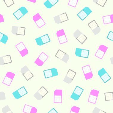 SIM kart Dikişsiz desen ve arka plan. Sim doku düz Tasarım renkli. vektör çizim