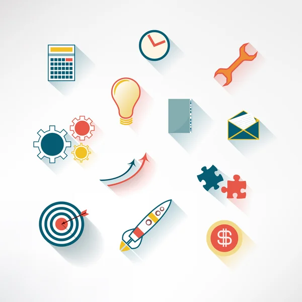 Set of colorful business icons made in modern flat design. Vector illustration — Stock Vector