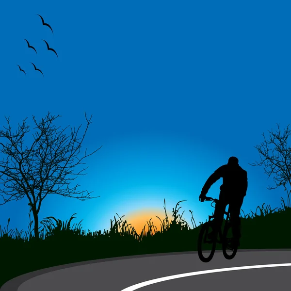 Conducir bicicleta en la naturaleza — Vector de stock