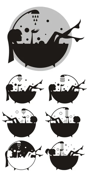 Girls in the bath. — Stock Illustration Girls in the bath. Stock Illustration