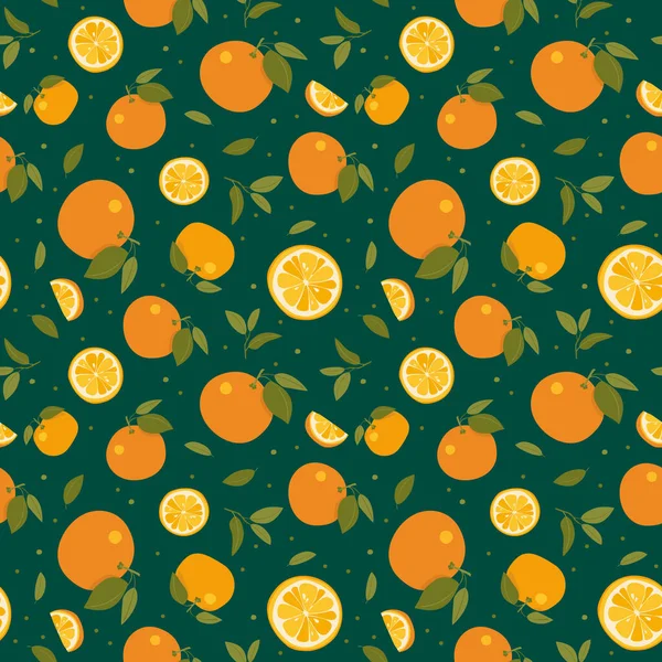 Πορτοκαλί μοτίβο χωρίς ραφή. Φρούτα επαναλαμβανόμενο διάνυσμα. — Διανυσματικό Αρχείο