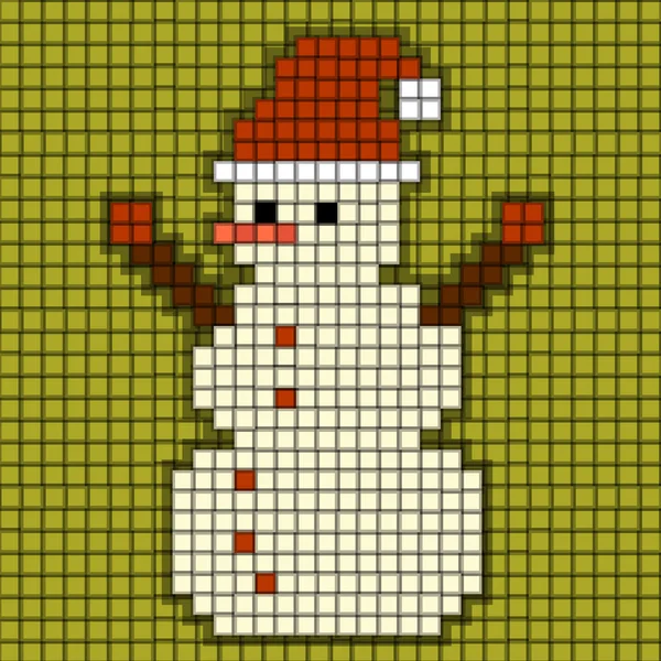 Bonhomme de neige illustré de carrés — Image vectorielle