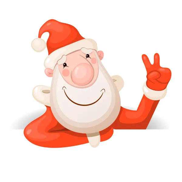 Babbo Natale con un segno di vittoria — Vettoriale Stock