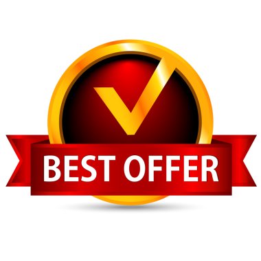 En iyi teklif. Kırmızı rozet. vektör çizim
