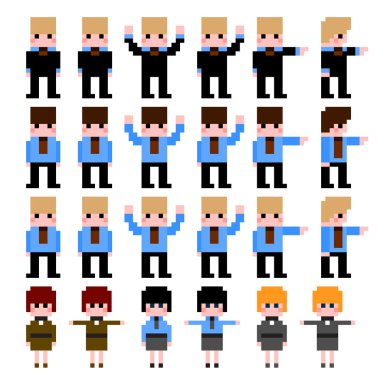 piksel sanat simgeler office teması kümesi. vektör çizim