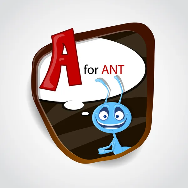 The English alphabet of animal theme. A for Ant. Vector illustration — Stock Vector