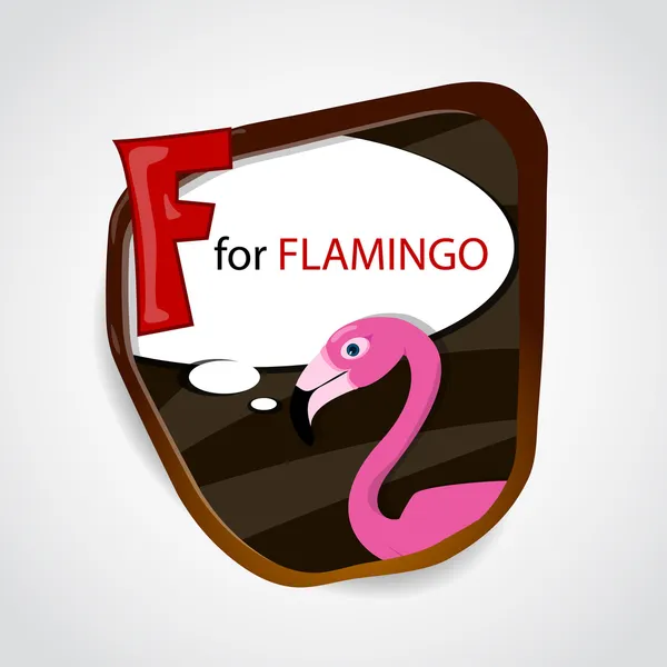 The English alphabet of animal theme. F for Flamingo. Vector illustration — Stock Vector