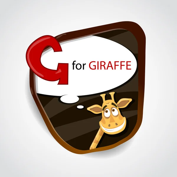 L'alfabeto inglese del tema animale. G per Giraffa. Illustrazione vettoriale — Vettoriale Stock