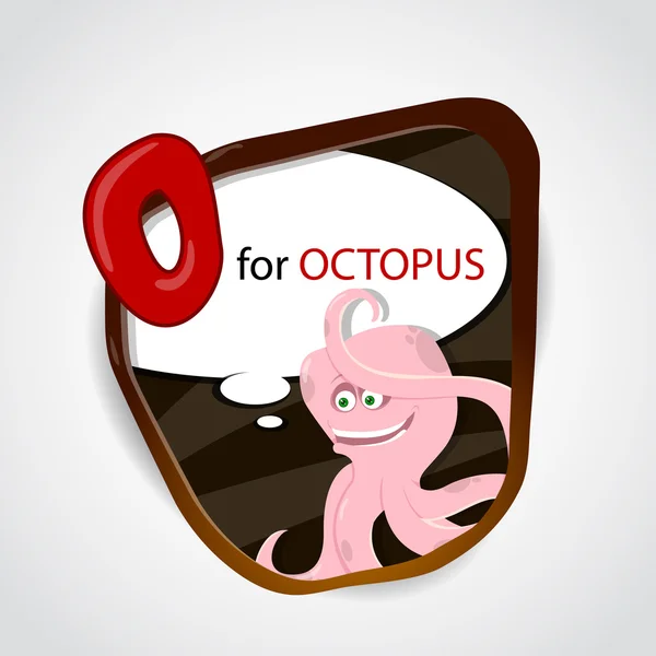 The English alphabet of animal theme. O for Octopus. Vector illustration — Stock Vector