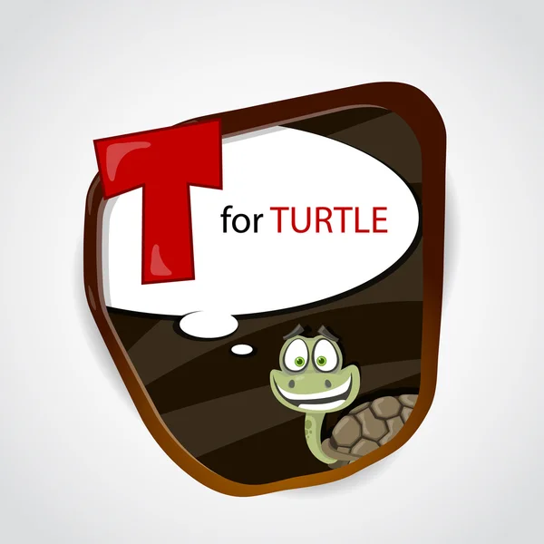 O alfabeto inglês do tema animal. T para Turtle. Ilustração vetorial — Vetor de Stock