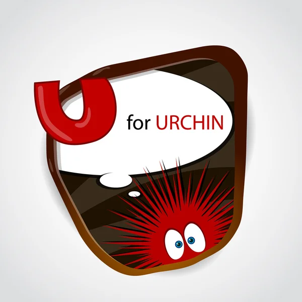 The English alphabet of animal theme. U for Urchin. Vector illustration — Stock Vector